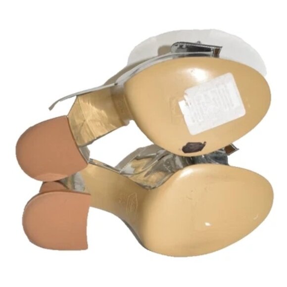 $750 Nalebe Reflections Heirloom 130MM Platform BOW Sandals SILVER 37.5 (MG2) - Picture 6 of 7